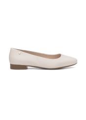 Cream leather women's ballet flats BUTYD-1049B-0B(W26) - side product view, on a white background.