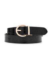 Double-sided croco women's leather belt PASDS-0332-4D(Z26), front product view on white background.