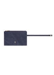 TOREN-0334-7H(W26) denim shopper bag, front view of cosmetic bag on white background.