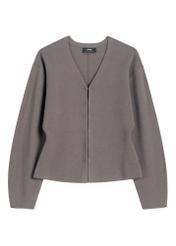 Graphite knitted women's cardigan KARDT-0066-9D(Z26), front product view on a white background.
