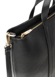 Black leather shopper bag TORES-1272-9I(W26), close-up of the product detail on a white background.