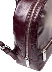 Burgundy leather women's backpack TORES-1173-49(Z25), close-up detail on white background.