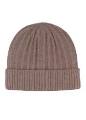 Women's winter hat in cool beige color CZADT-0237-1K(Z26), product view from the back on a white background.