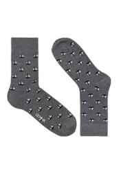 Grey long men's socks with sailboats SKAMT-0187-95(W24)-01