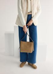 Women's leather moccasins in cool beige color BUTYD-1262-1K(W26), front view of the product on the model's feet.