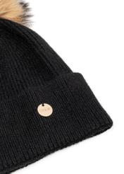 Black women's hat with fur pompom CZADT-0221-99(Z26)