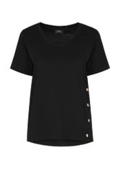 Black Women's T-shirt with slit TSHDT-0121-99(W24)-03