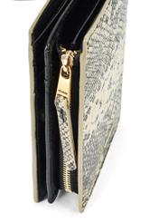 Medium animal print leather wallet PORES-0950-81(W25) - close-up of detail on white background.