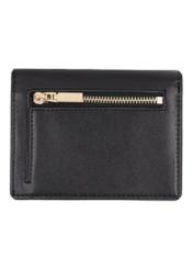 Black leather women's wallet PORES-1010-99(Z26) - product view from the back, on a white background.