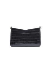 Black leather croco handbag TORES-1326-9G(Z26), product view from the back on a light background.