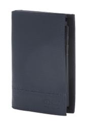 Navy blue men's leather wallet PORMS-0022B-69(W25), diagonal view of the product on a white background.