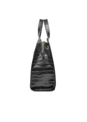 Black large croco leather handbag TORES-1132-9G(Z26) - side view of the product, on a white background.