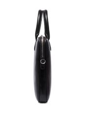 Black leather elegant laptop bag TORES-1344-99(Z26) - side product view, on white background.