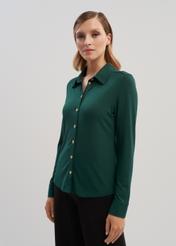 Dark green stretch shirt for women KOSDT-0151-54(Z23)-01