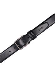 Men's black leather belt PASMS-0284-99(Z26), top view of the product on a white background.