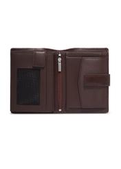 Brown men's wallet made of genuine leather PORMS-0739-1G(Z26), product view inside on white background.