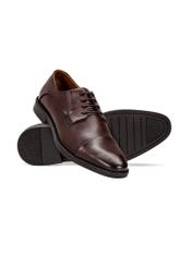 Men's brown leather shoes BUTYM-0483-1I(W26), diagonal product view on a white background.