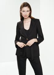 Women's black blazer with belt ZAKDT-0030-99(W24)-01