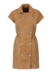 Leather waist dress in camel color SUKDS-0049-1336(Z23)-05