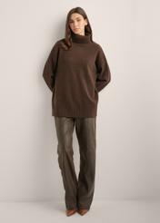 Dark brown women's wool-blend turtleneck SWEDT-0249-1I(Z26)