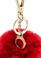 Red pompom keychain BRELOK-117A-4B(Z26), close-up of the product detail on a white background.