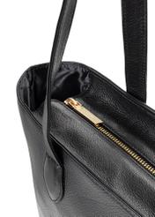 Black leather shopper bag TORES-1312-99(Z26), close-up of the product detail on a white background.