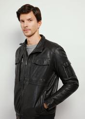 Black men's leather jacket KURMS-0346-2771(Z24) pic. 3