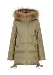 Women's olive jacket with fur KURDT-0480-57(Z24)-06