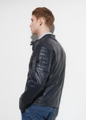 Men's navy blue leather jacket KURMS-0284-1280(W23)-02