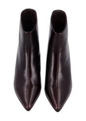 Women's leather ankle boots in burgundy color BUTYD-1338-4E(Z26) - product view from above, on a white background.