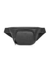 Men's black leather waist bag TORMS-0280R-9I(W26) - front product view, on white background.