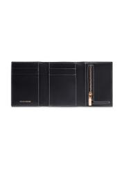 Black leather women's wallet PORES-1007-99(Z26), product view inside on white background.