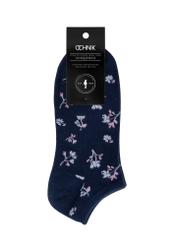 Short navy blue floral women's socks SKADT-0067-69(W24)-02