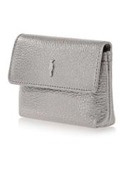 Small silver leather wallet with chain PORES-0871-92(Z23)-03