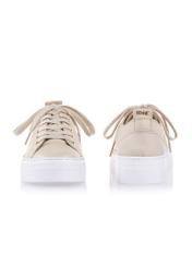 Women's tall beige leather sneakers BUTYD-1062-81(W24)-03