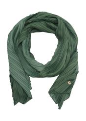 Green women's scarf with crease SZADT-0157-51(W23)-04