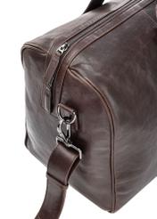 Brown leather travel bag TORMS-0464-1H(Z26) - close-up detail, on white background.
