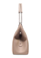 Women's shopper bag in cool beige color TOREC-1283-1K(Z26) - side view of the product, on a white background.