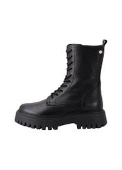 Black women's leather ankle boots BUTYD-1004-99(Z26) – side view of the product on a white background.
