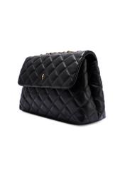 Black quilted women's handbag on a chain TOREC-1117-99(W26), diagonal product view on a white background.