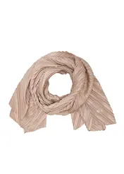Beige women's scarf with gathers SZADT-0157-1C(W26) - front product view, on a white background.