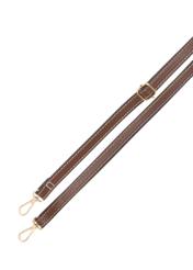 Dark brown women's handbag made of imitation leather TOREC-1214-1H(W26), view of the product strap on a white background.