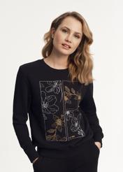 Women's black sweatshirt with print BLZDT-0090-99(Z23)-01