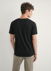 Black basic men's T-shirt with logo TSHMT-0088-99(W25), product view from the back on the model, half of the silhouette visible.