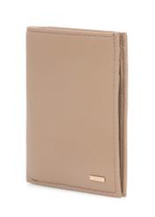 Small beige leather women's wallet PORES-0947-81(W25), diagonal view of the product on a white background.
