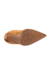 Cognac suede women's boots BUTYD-1208-1F(Z26), view of the sole of the product on a white background.