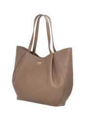 Women's leather shopper bag in cool beige color TORES-1358-1K(Z26), diagonal product view on a white background.