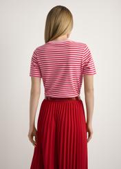 Women's Pink Striped T-shirt TSHDT-0150-5P(W26), back view of the product on the model. Half of the silhouette visible.