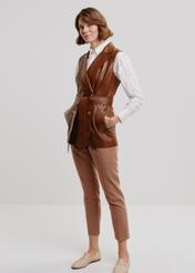 Women's cognac leather vest KAMDS-0006-1385(W24)-03