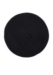Women's black wool beret CZADT-0234-99(Z26) - product view from above, on a white background.